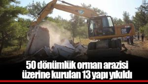 50 dönümlük orman arazisi üzerine kurulan 13 yapı yıkıldı 