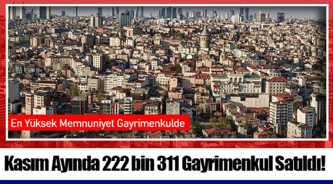 Kasım Ayında 222 bin 311 Gayrimenkul Satıldı!