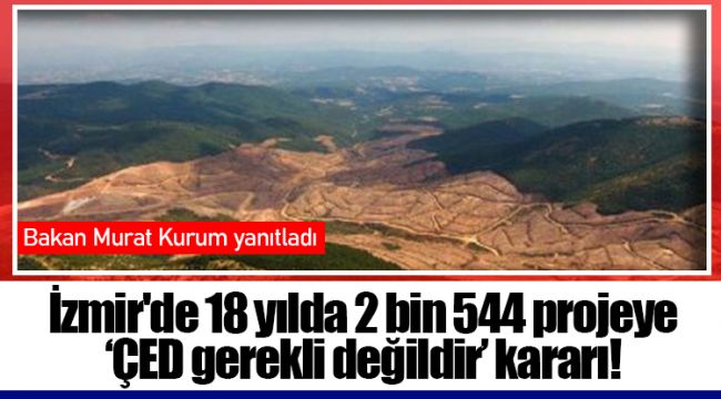 İzmir’de 18 yılda 2 bin 544 projeye ‘ÇED gerekli değildir’ kararı!