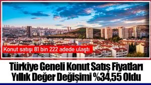 Türkiye Geneli Konut Satış Fiyatları Yıllık Değer Değişimi %34,55 Oldu