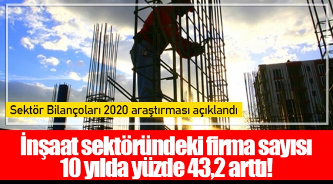 İnşaat sektöründeki firma sayısı 10 yılda yüzde 43,2 arttı!