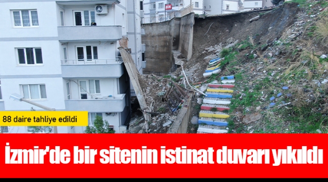 İzmir'de bir sitenin istinat duvarı yıkıldı