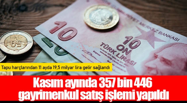 Kasım ayında 357 bin 446 gayrimenkul satış işlemi yapıldı