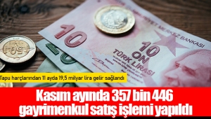 Kasım ayında 357 bin 446 gayrimenkul satış işlemi yapıldı