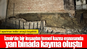 İzmir’de bir inşaatın temel kazısı esnasında yan binada kayma oluştu