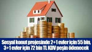 Sosyal konut projesinde 2+1 evler için 55 bin, 3+1 evler için 72 bin TL KDV peşin ödenecek