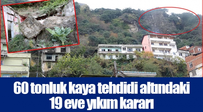 60 tonluk kaya tehdidi altındaki 19 eve yıkım kararı