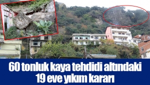 60 tonluk kaya tehdidi altındaki 19 eve yıkım kararı