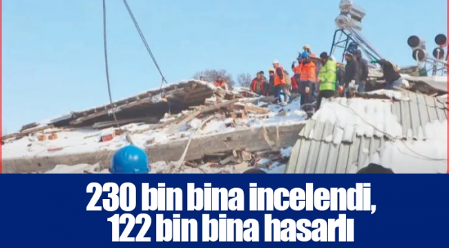 230 bin bina incelendi, 122 bin bina hasarlı