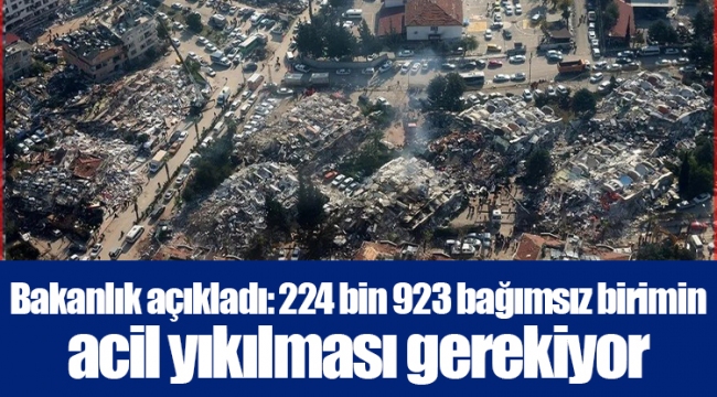 Bakanlık açıkladı: 224 bin 923 bağımsız birimin acil yıkılması gerekiyor