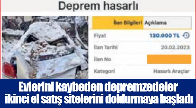 Evlerini kaybeden depremzedeler ikinci el satış sitelerini doldurmaya başladı 