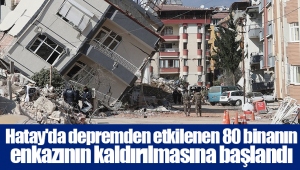 Hatay'da depremden etkilenen 80 binanın enkazının kaldırılmasına başlandı