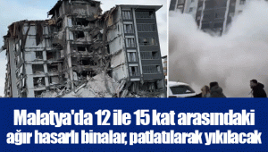 Malatya'da 12 ile 15 kat arasındaki ağır hasarlı binalar, patlatılarak yıkılacak