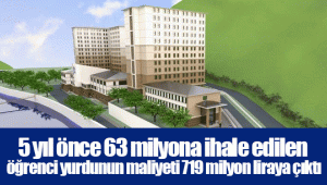 5 yıl önce 63 milyona ihale edilen öğrenci yurdunun maliyeti 719 milyon liraya çıktı