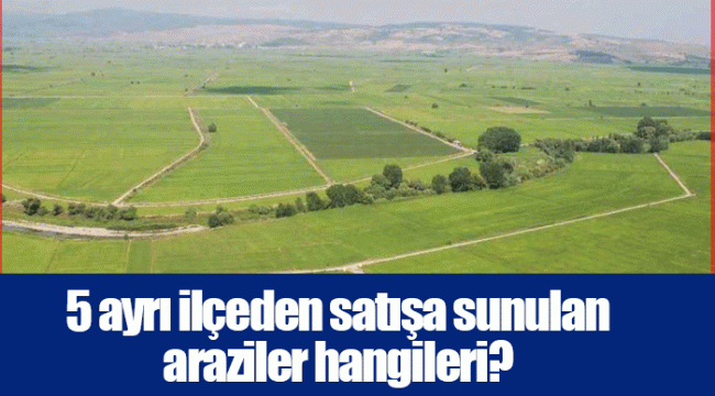 5 ayrı ilçeden satışa sunulan araziler hangileri?