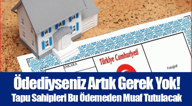 Ödediyseniz Artık Gerek Yok! Tapu Sahipleri Bu Ödemeden Muaf Tutulacak