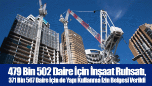 479 Bin 502 Daire İçin İnşaat Ruhsatı, 371 Bin 567 Daire İçin de Yapı Kullanma İzin Belgesi Verildi