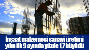 İnşaat malzemesi sanayi üretimi yılın ilk 9 ayında yüzde 1,7 büyüdü